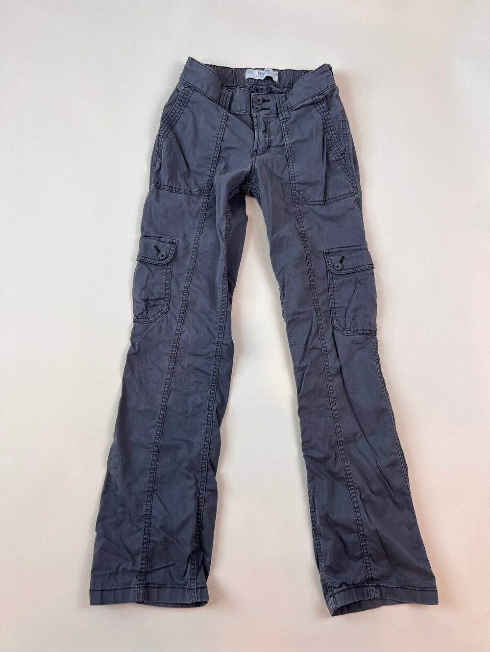 Hollister Gray Mid Rise Relaxed Boot Cargo Pants Grunge size 23 / 000